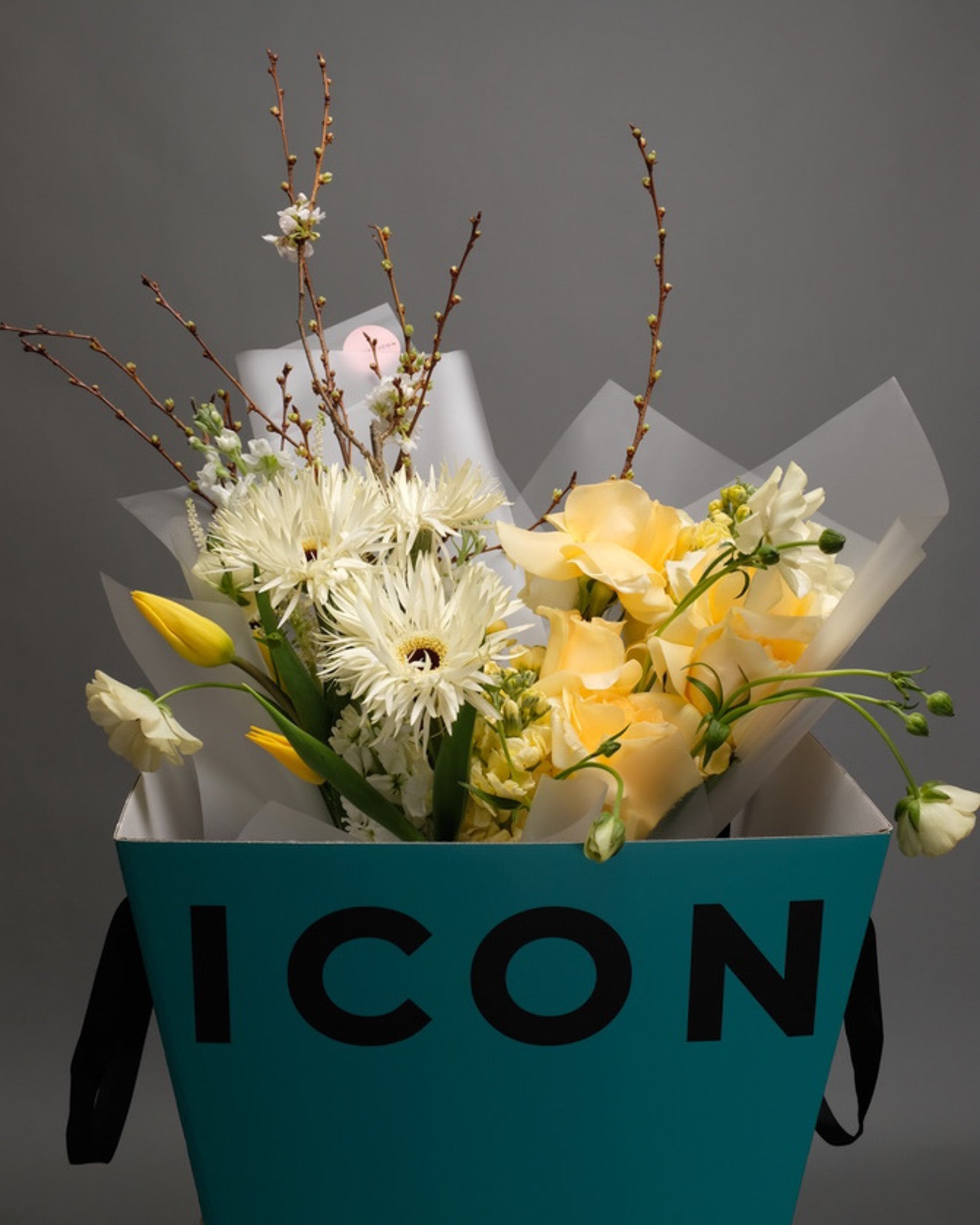 Yellow flowers in the iconic Flower Icon Box