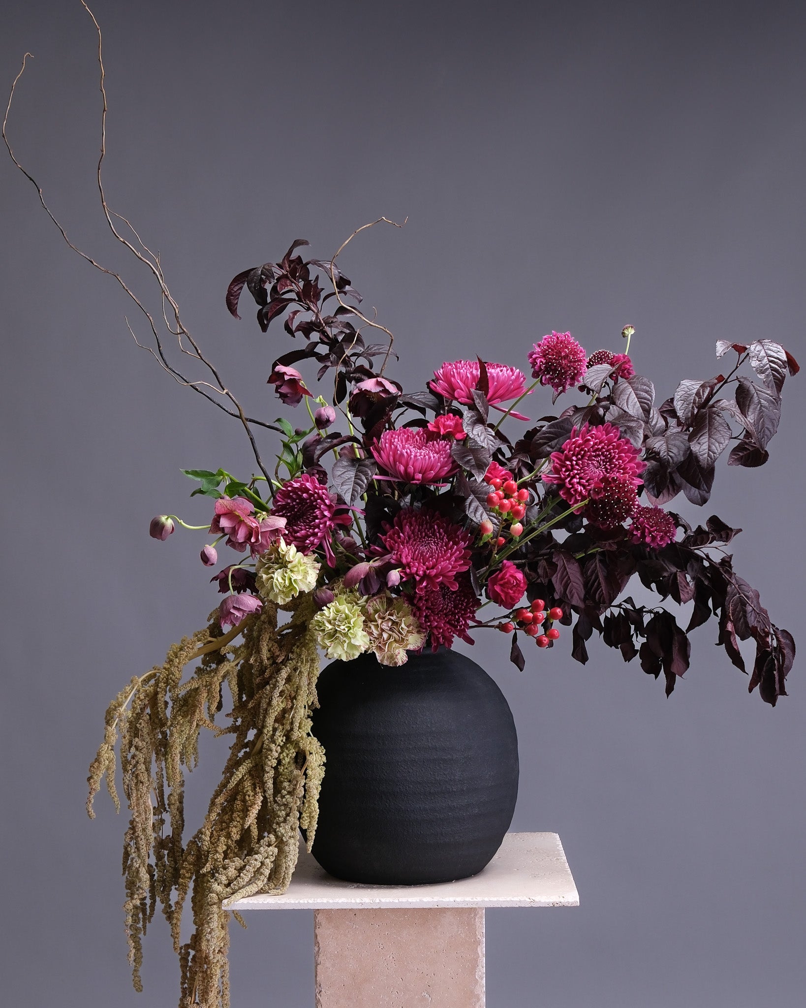 Velvet Twilight – Modern Fall Arrangement