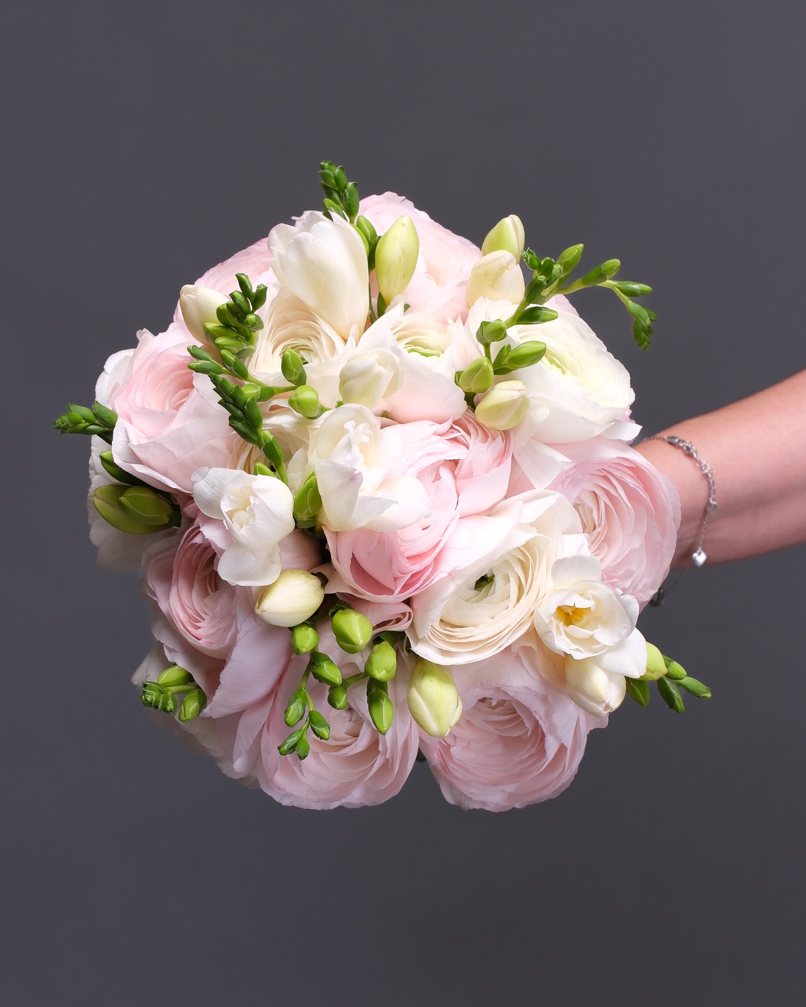 Round Ranunculus Bridal Bouquet & Boutonniere