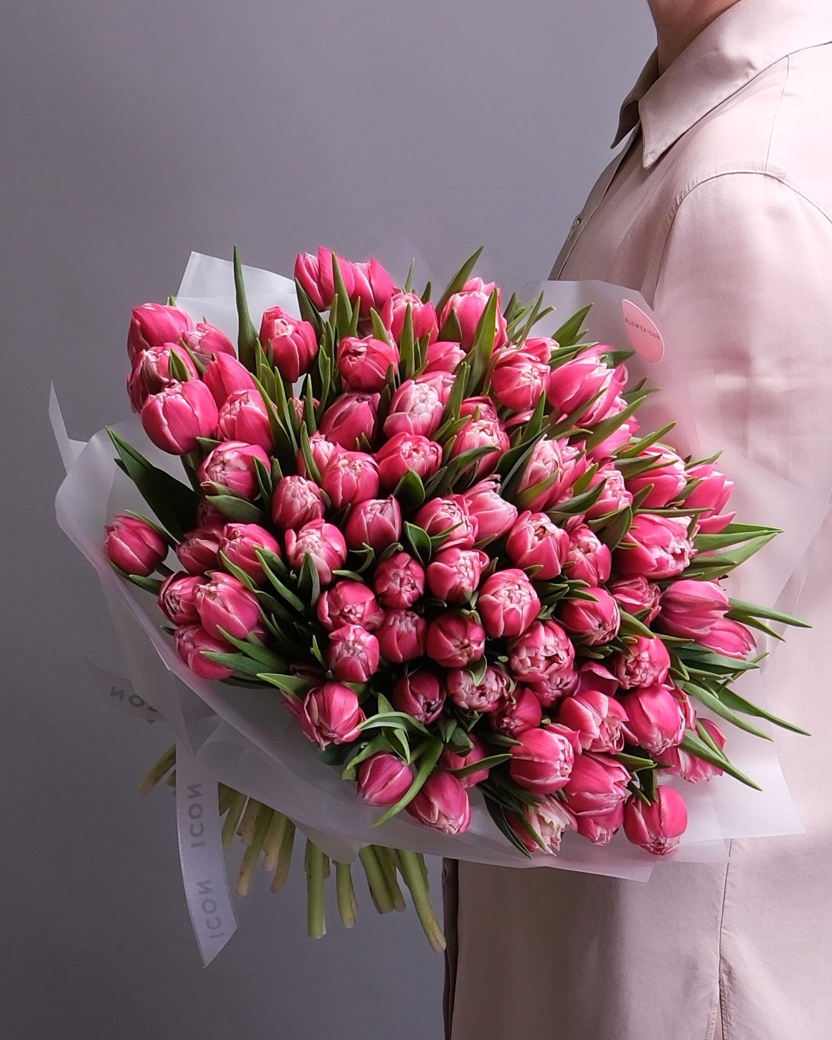Large Pink Tulip Bouquet | Send tulips by Flower Icon