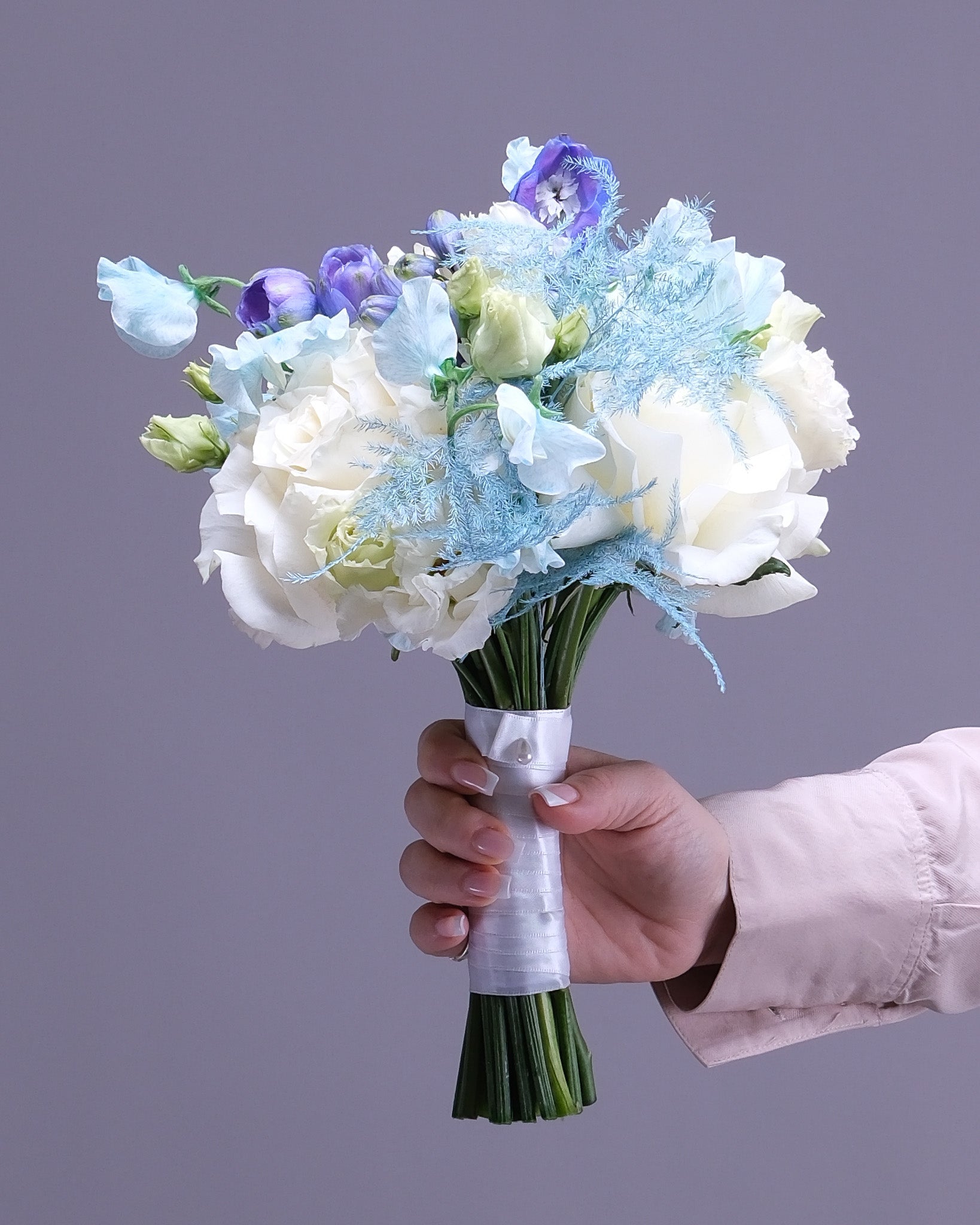 Azure Veil Bridal Bouquet & Boutonniere