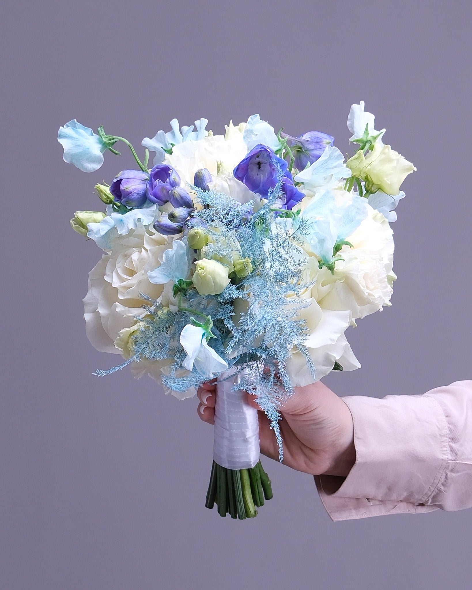 Azure Veil Bridal Bouquet & Boutonniere