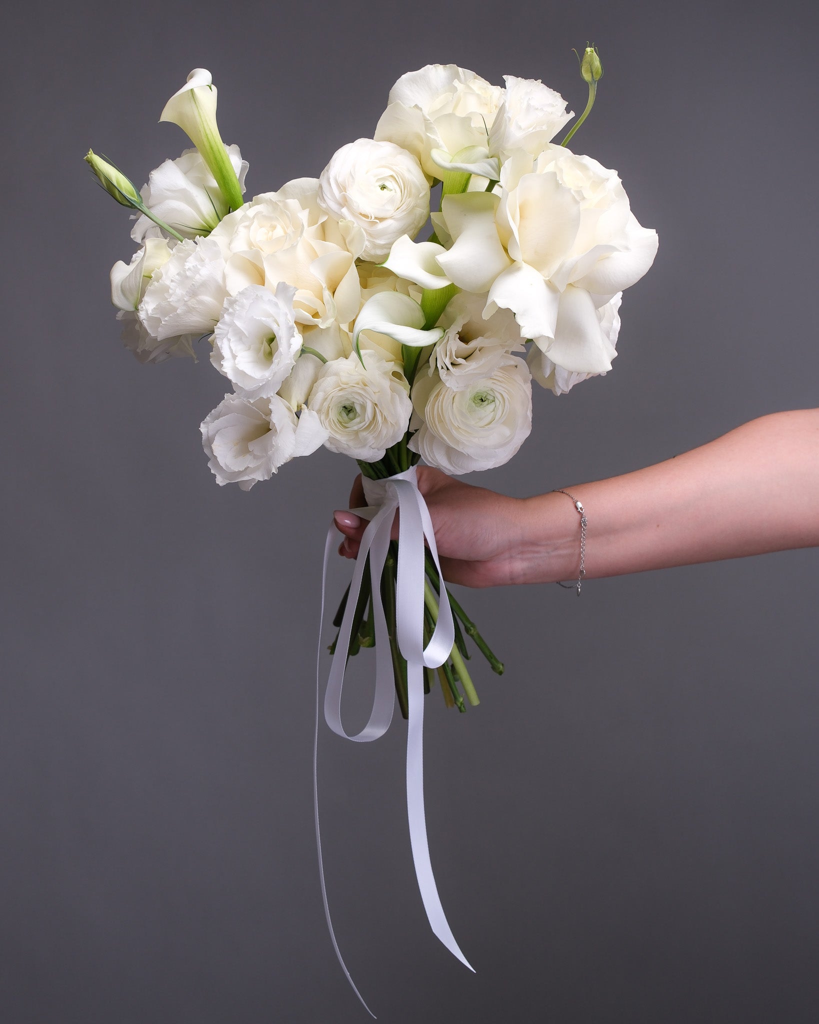Classic White Bridal Bouquet  & Boutonniere