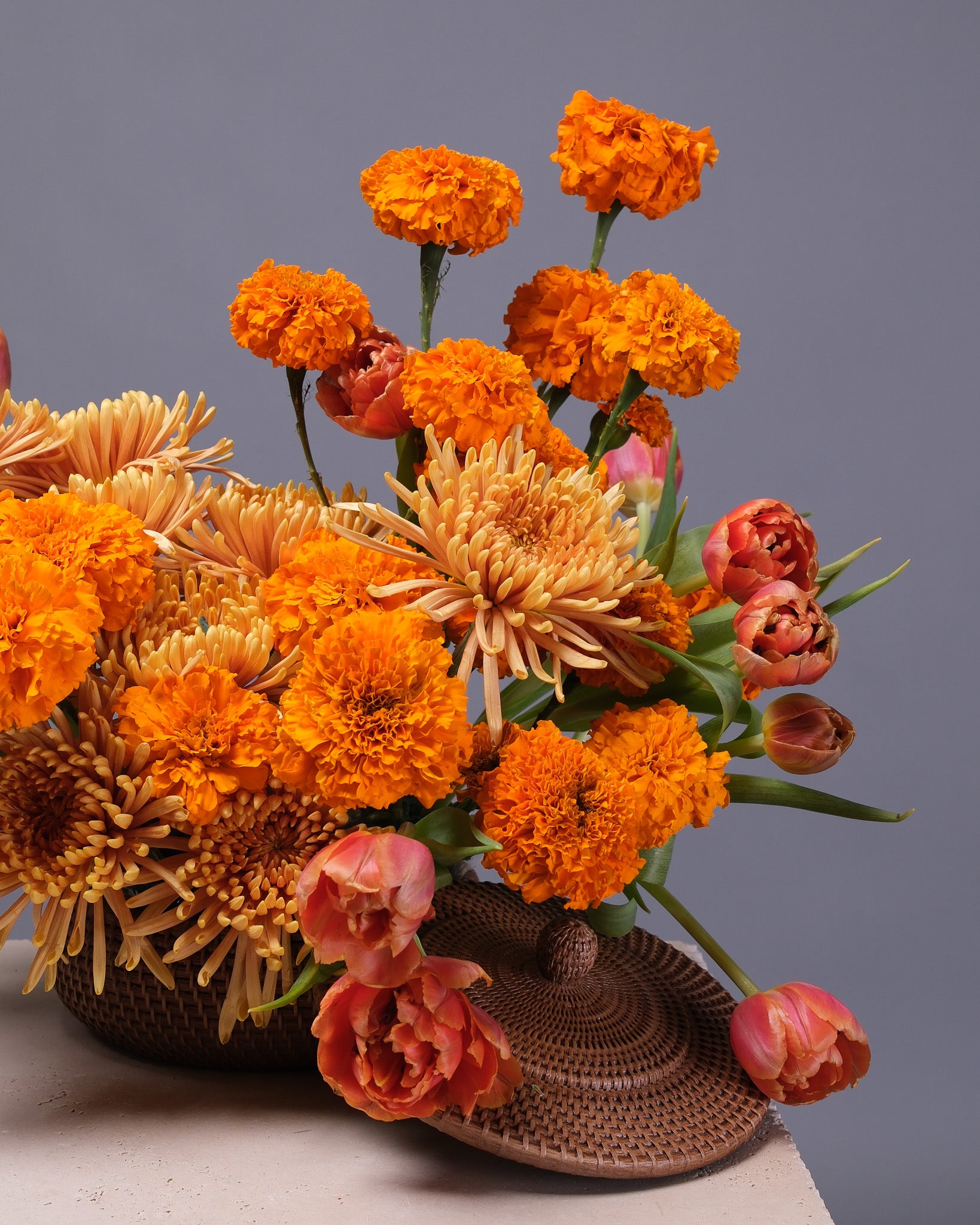 Diwali Marigold Basket Arrangement