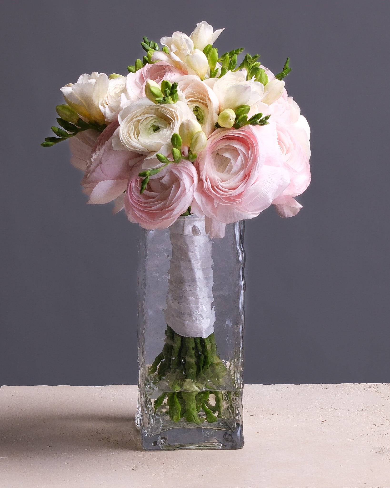 Round Ranunculus Bridal Bouquet & Boutonniere