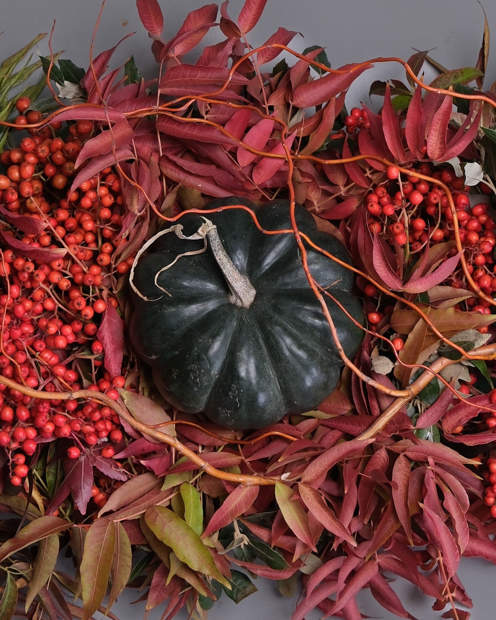 Thanksgiving Table Centerpiece with Pumpkin