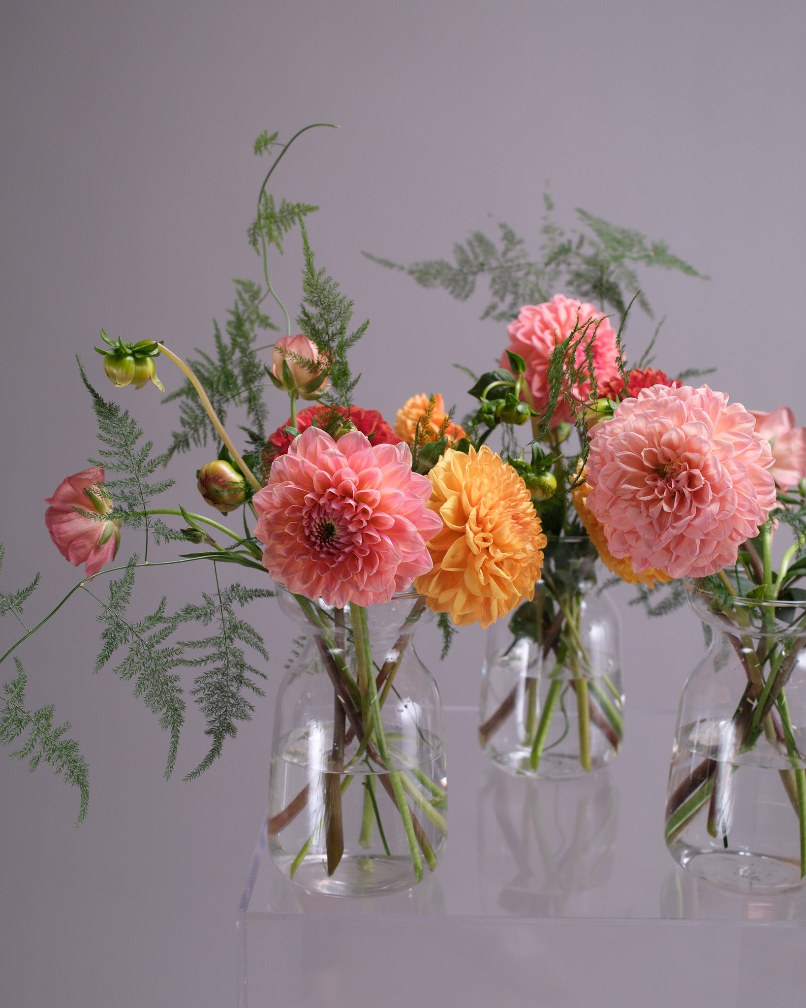 Amber Dahlia Table Arrangements — Set of 5