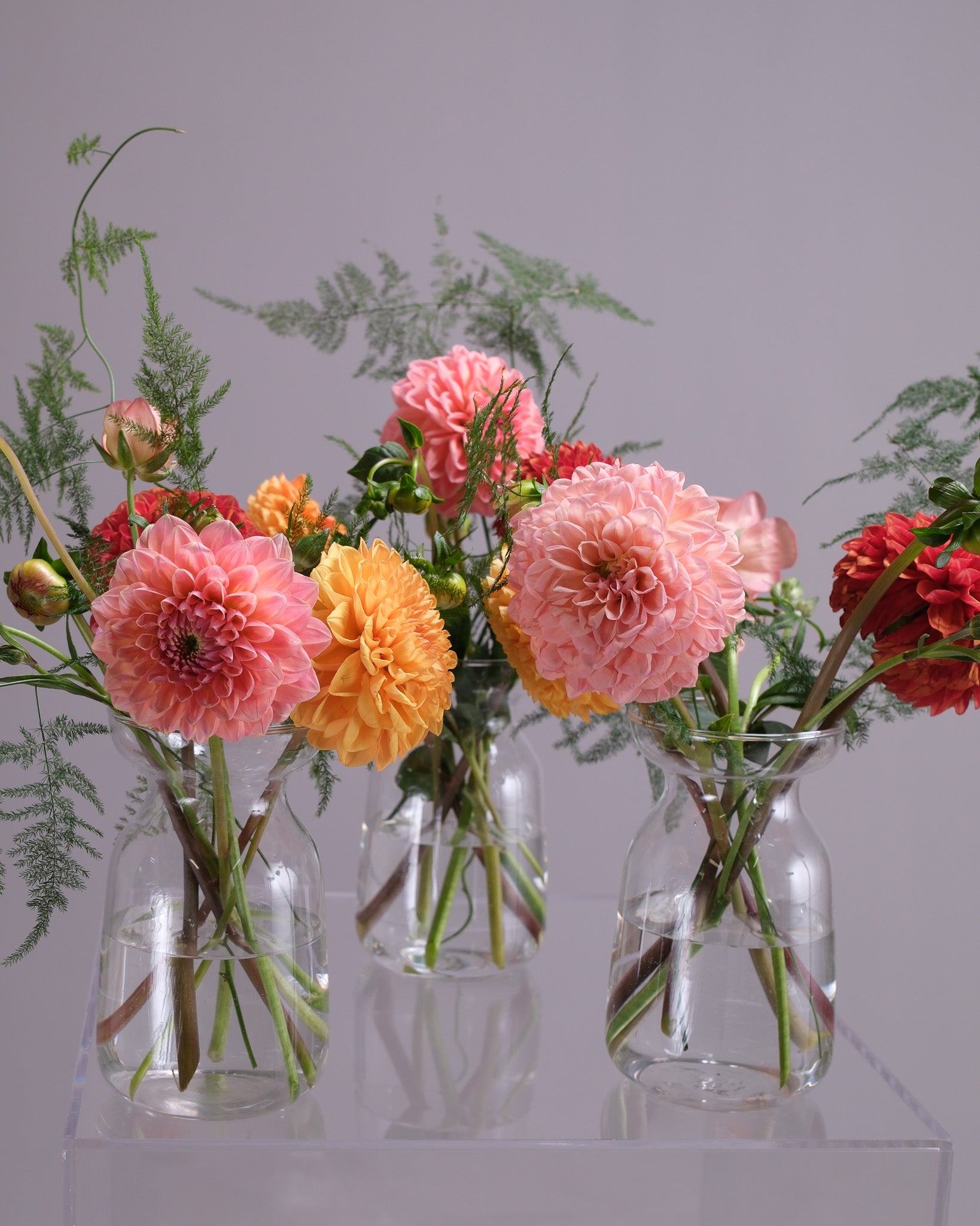 Amber Dahlia Table Arrangements — Set of 5