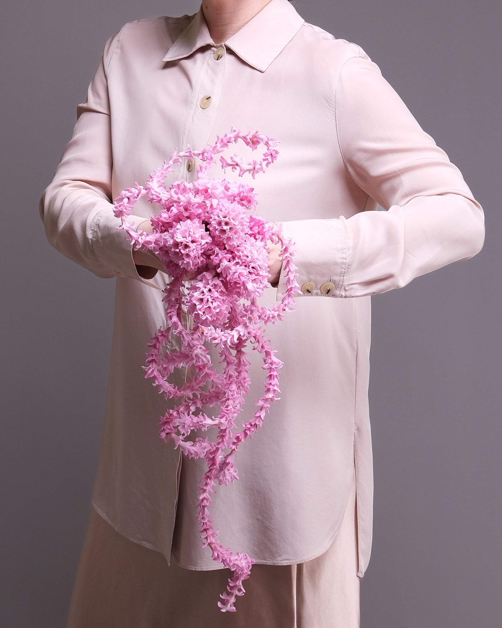 Cascading Pink Hyacinth Bridal Bouquet & Boutonniere