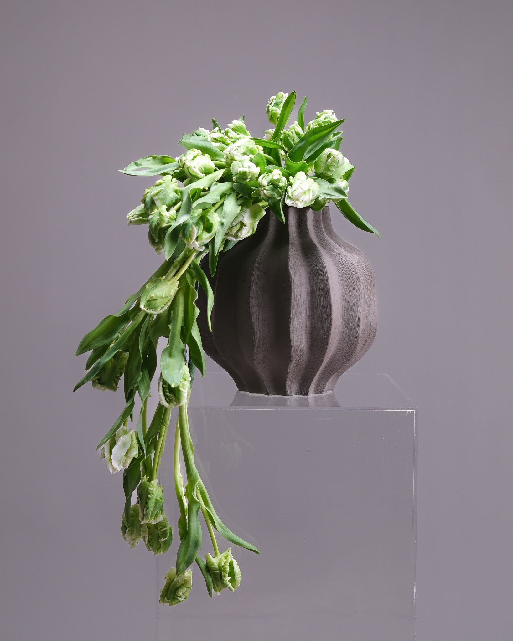 Cascading Green Tulip Bridal Bouquet & Boutonniere