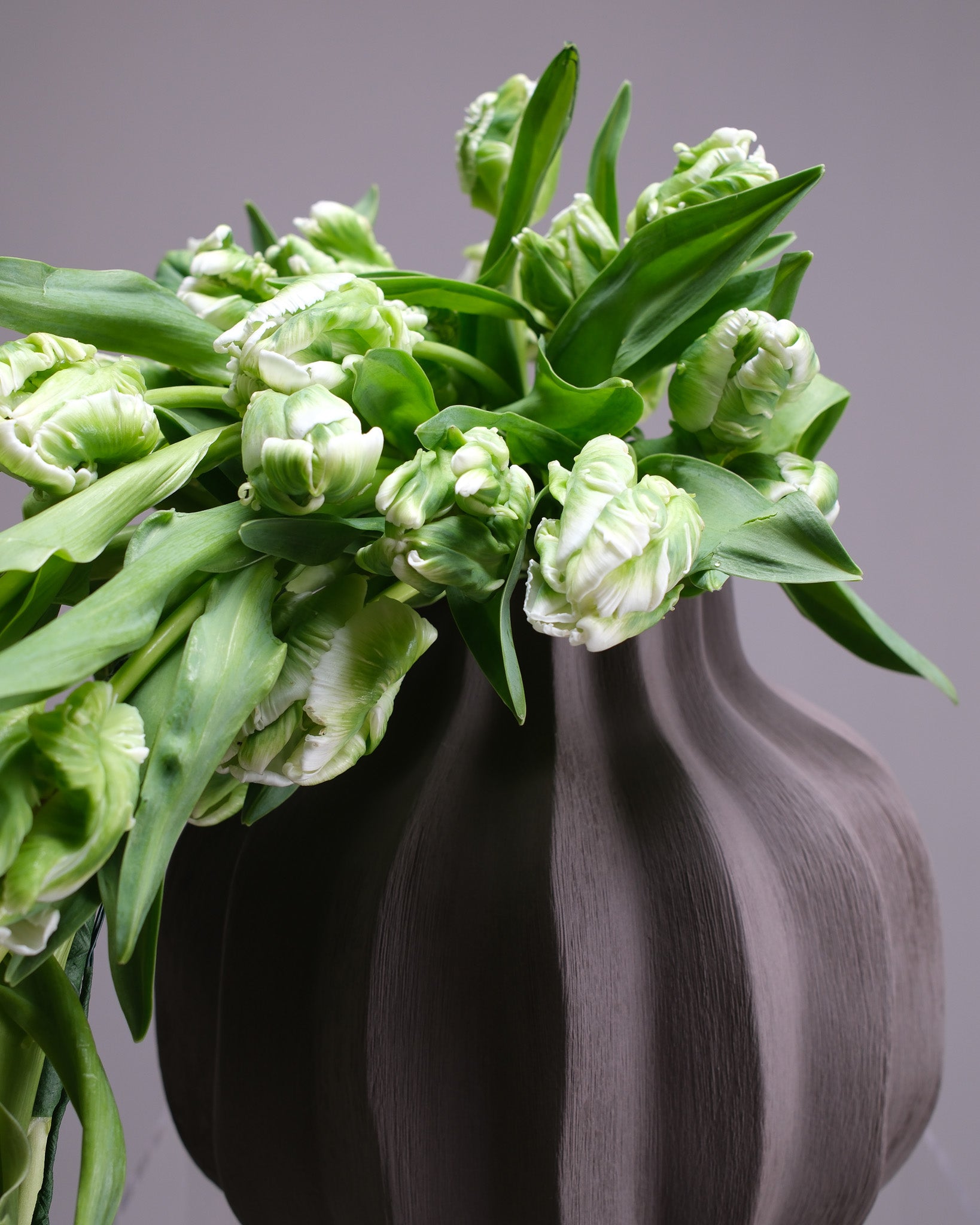 Cascading Green Tulip Bridal Bouquet & Boutonniere