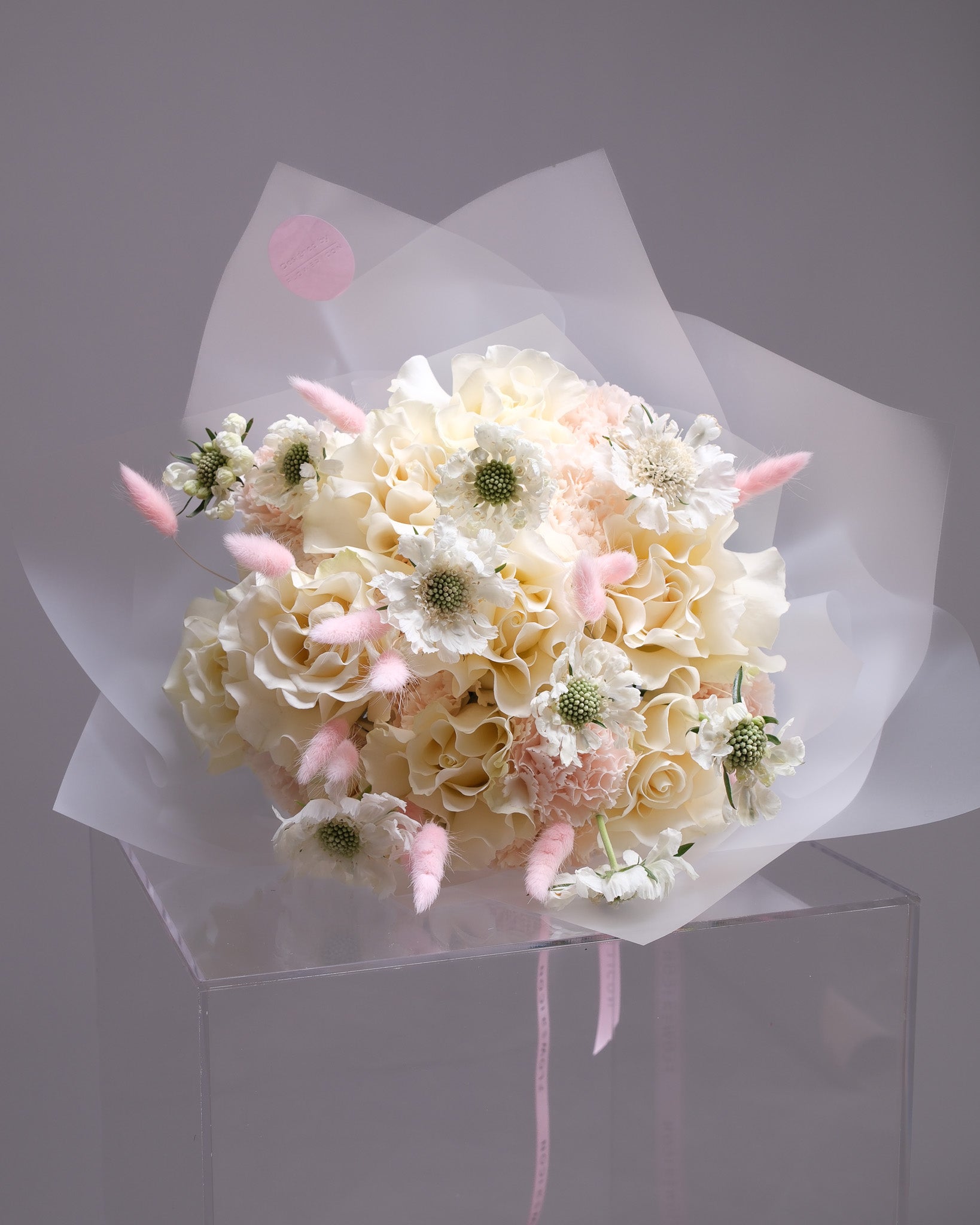 Evening  in Vienna — Cream Rose & Scabiosa Bouquet