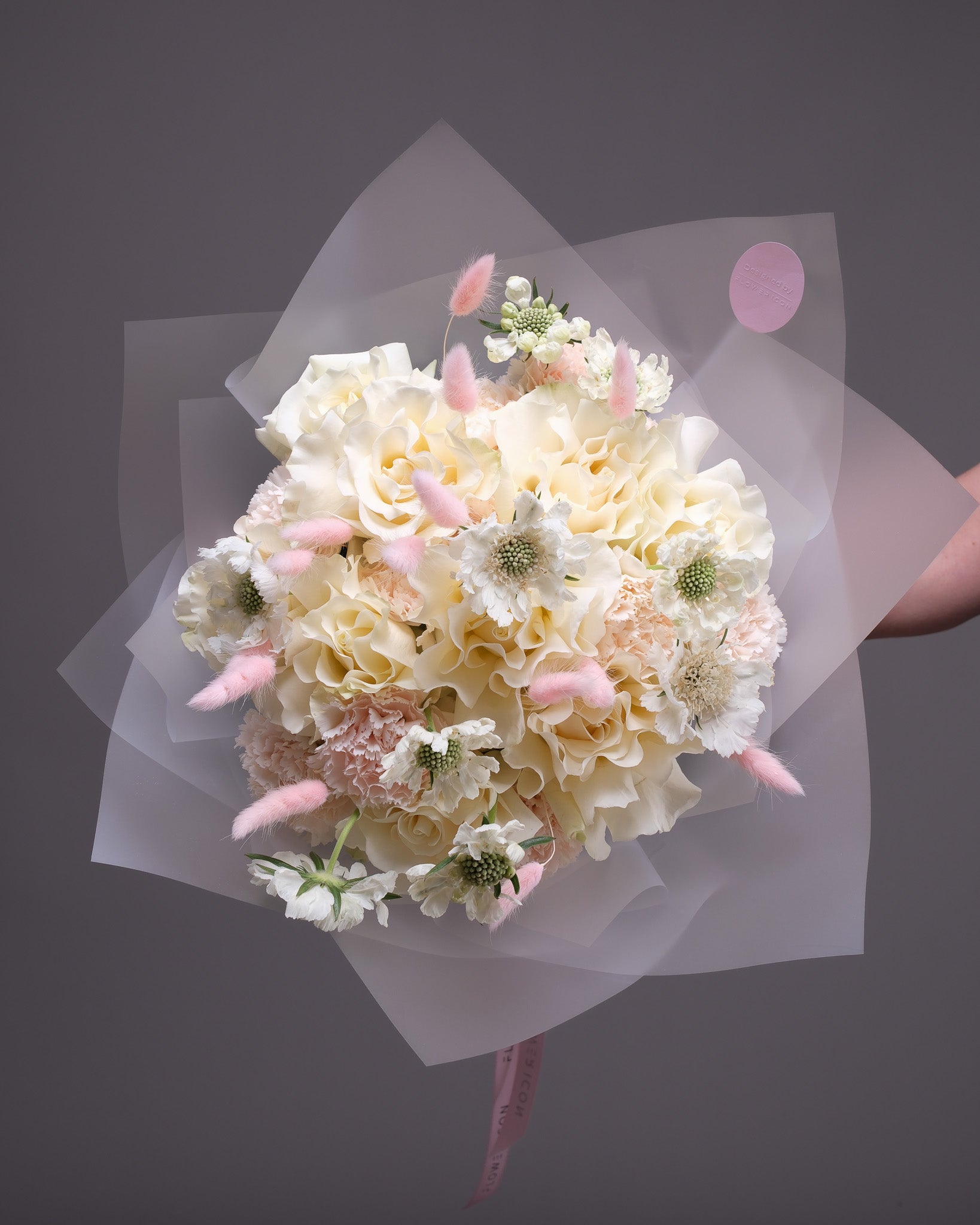 Evening  in Vienna — Cream Rose & Scabiosa Bouquet