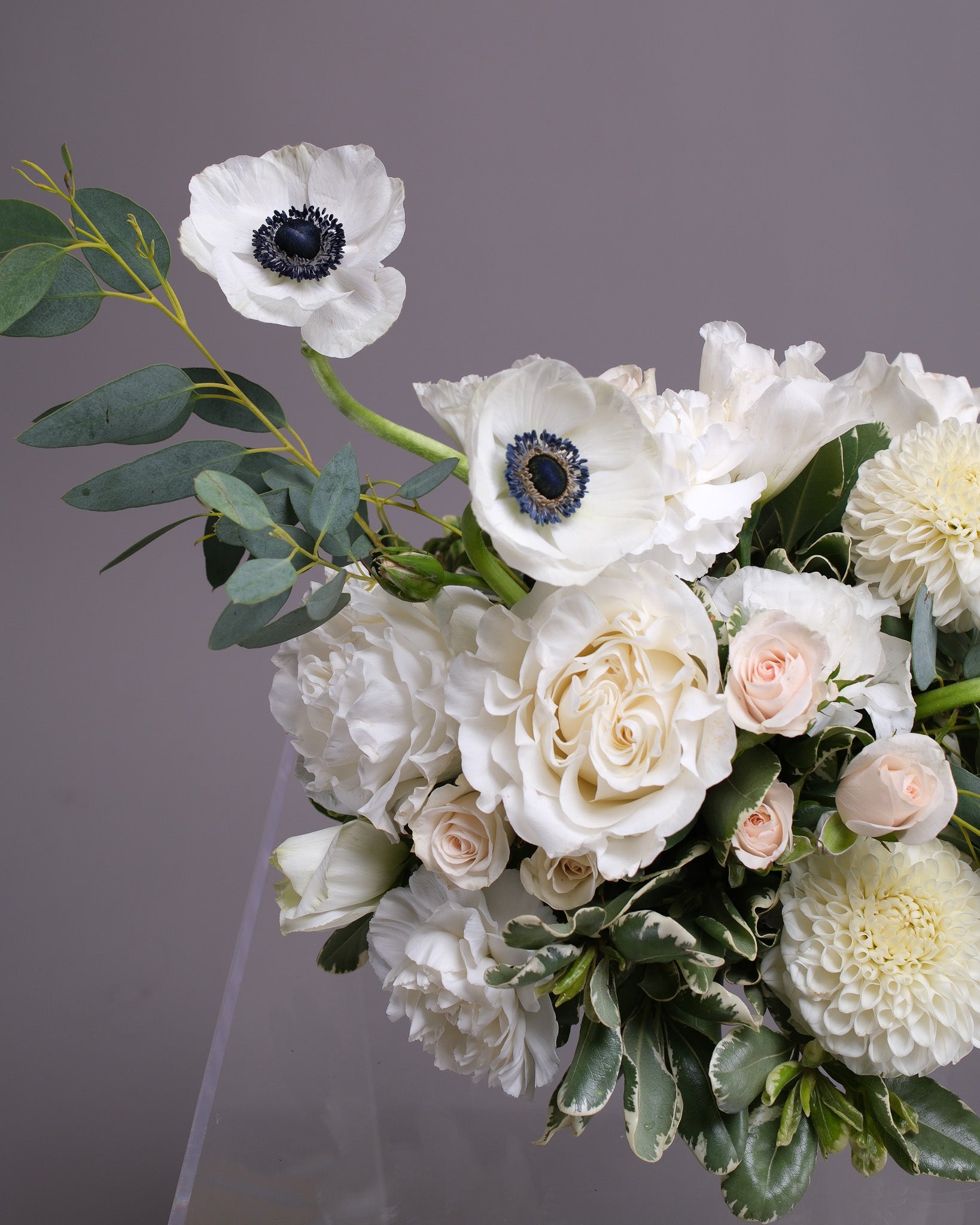Nocturne — White & Anemone Wedding Centerpiece