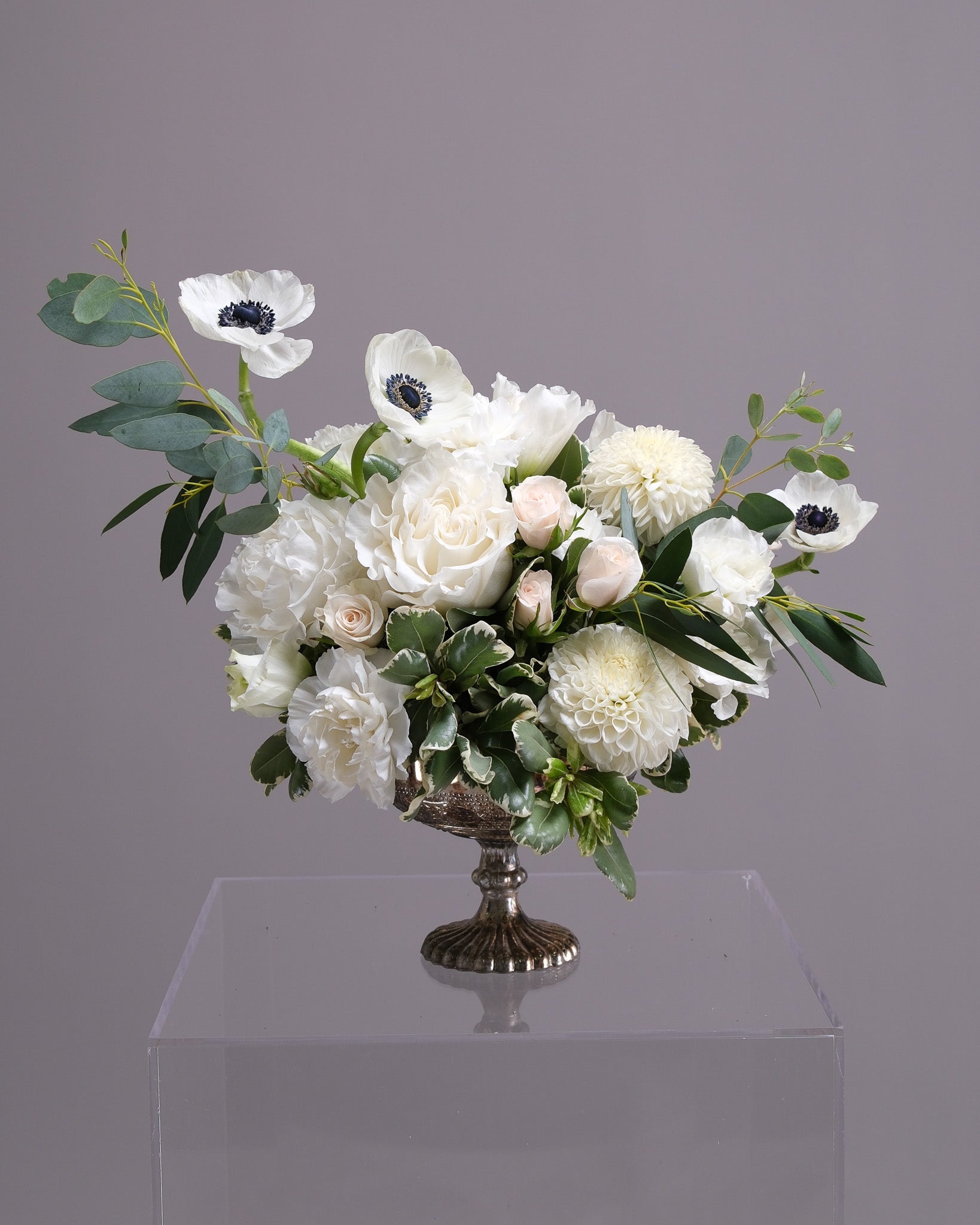 Nocturne — White & Anemone Wedding Centerpiece