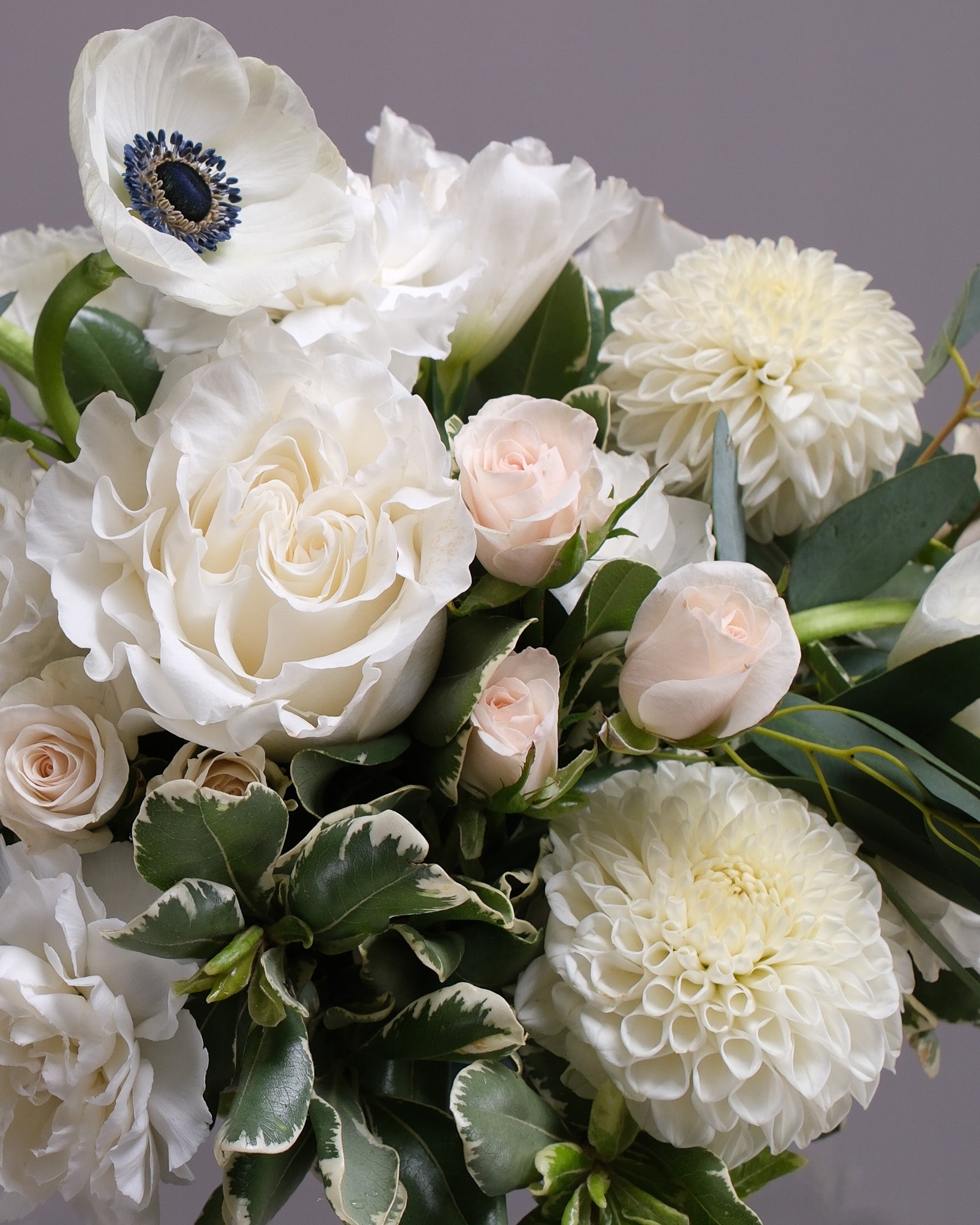 Nocturne — White & Anemone Wedding Centerpiece