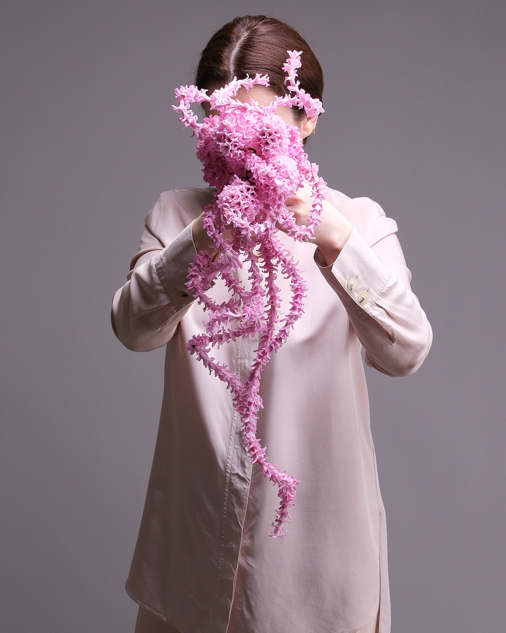 Cascading Pink Hyacinth Bridal Bouquet & Boutonniere