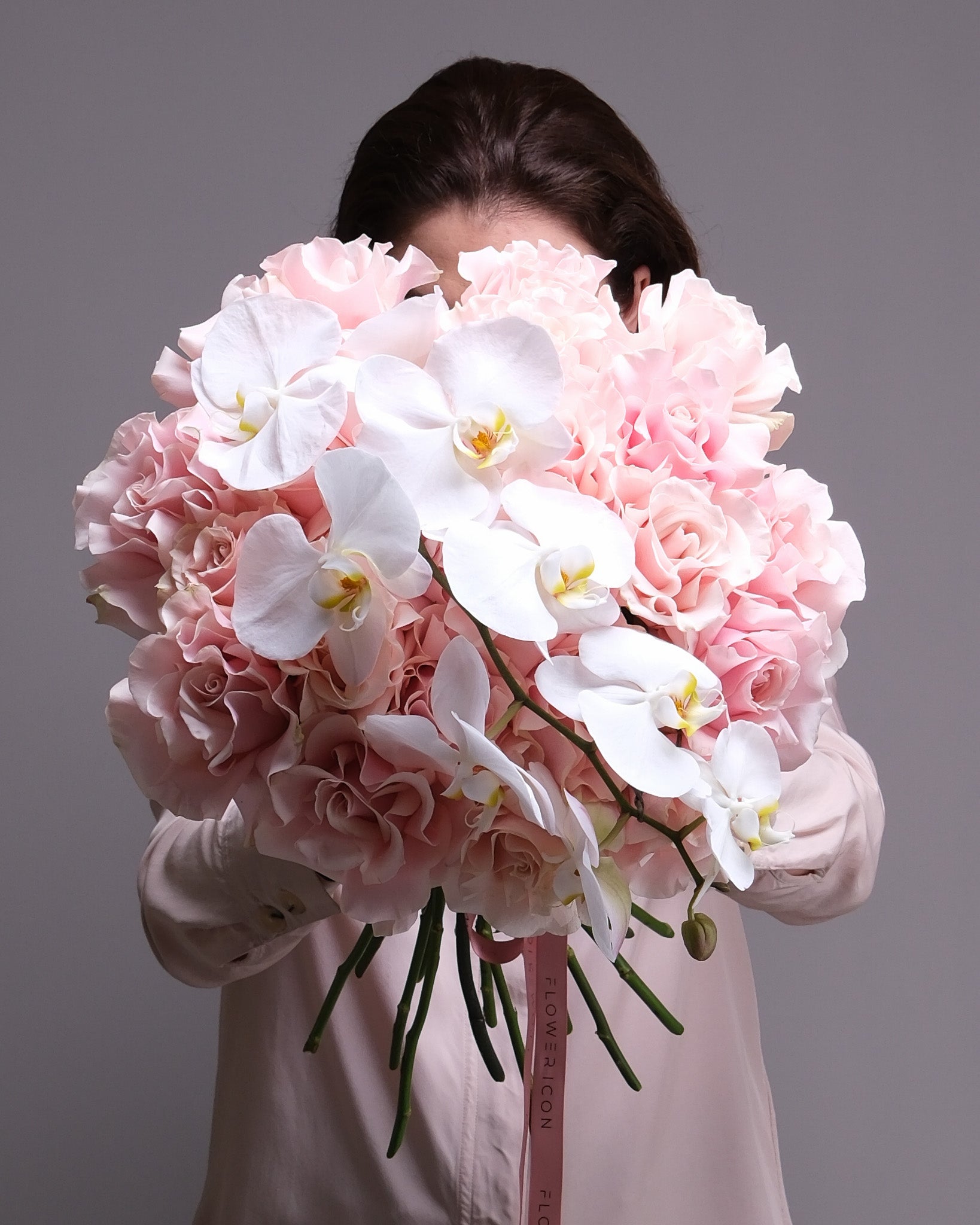 Pink Roses and Orchid: Rosé Icon Bouquet