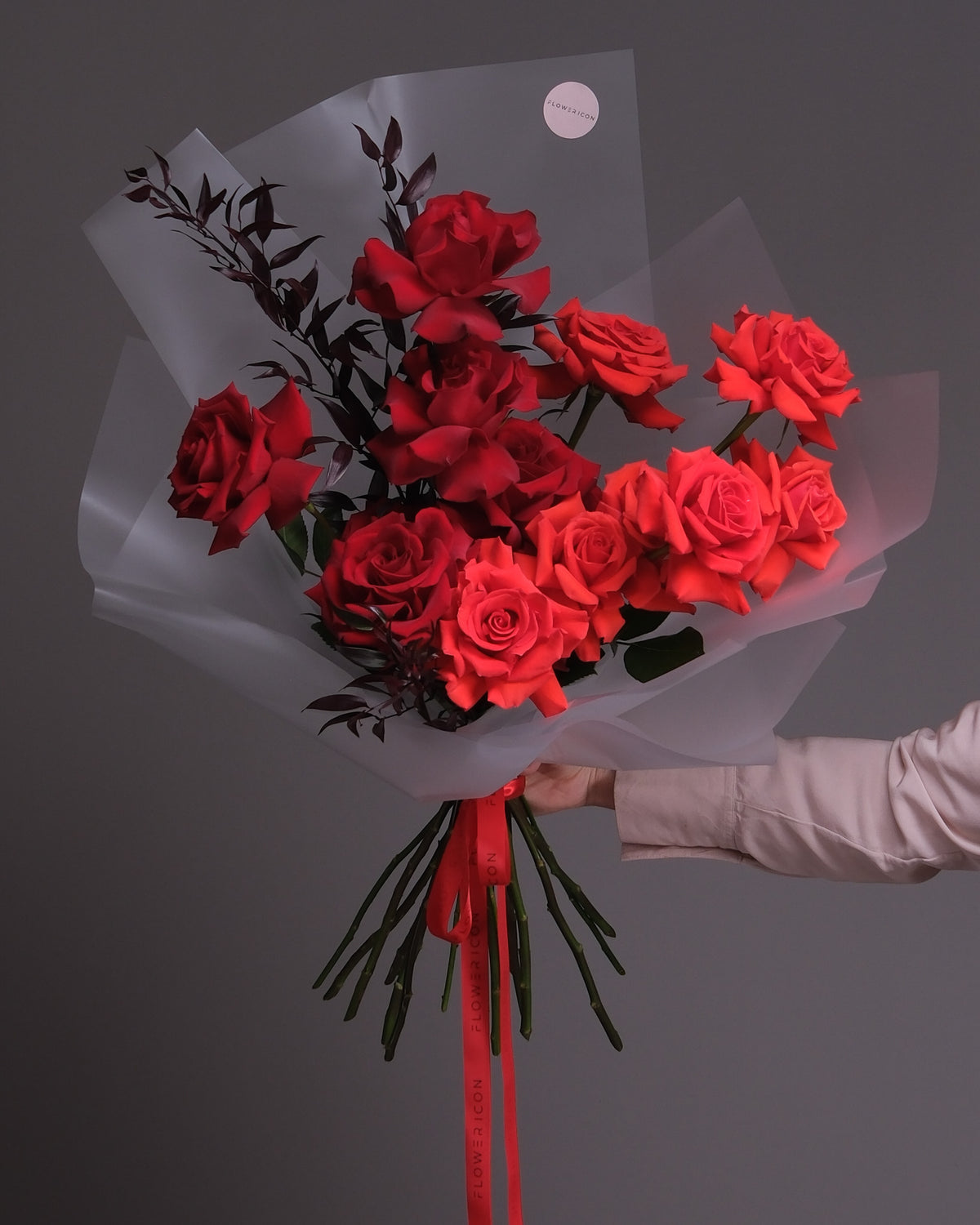 Rouge Noir — Red Roses & Burgundy Foliage