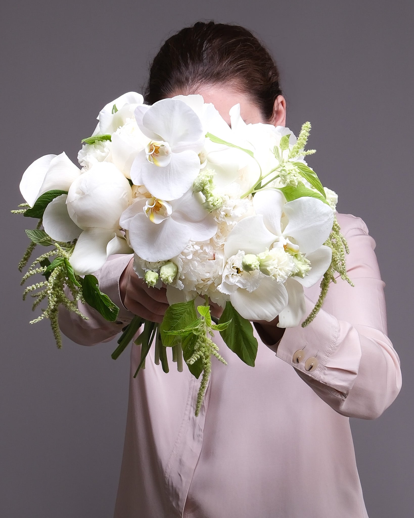 White Opera Bridal Bouquet & Boutonnière
